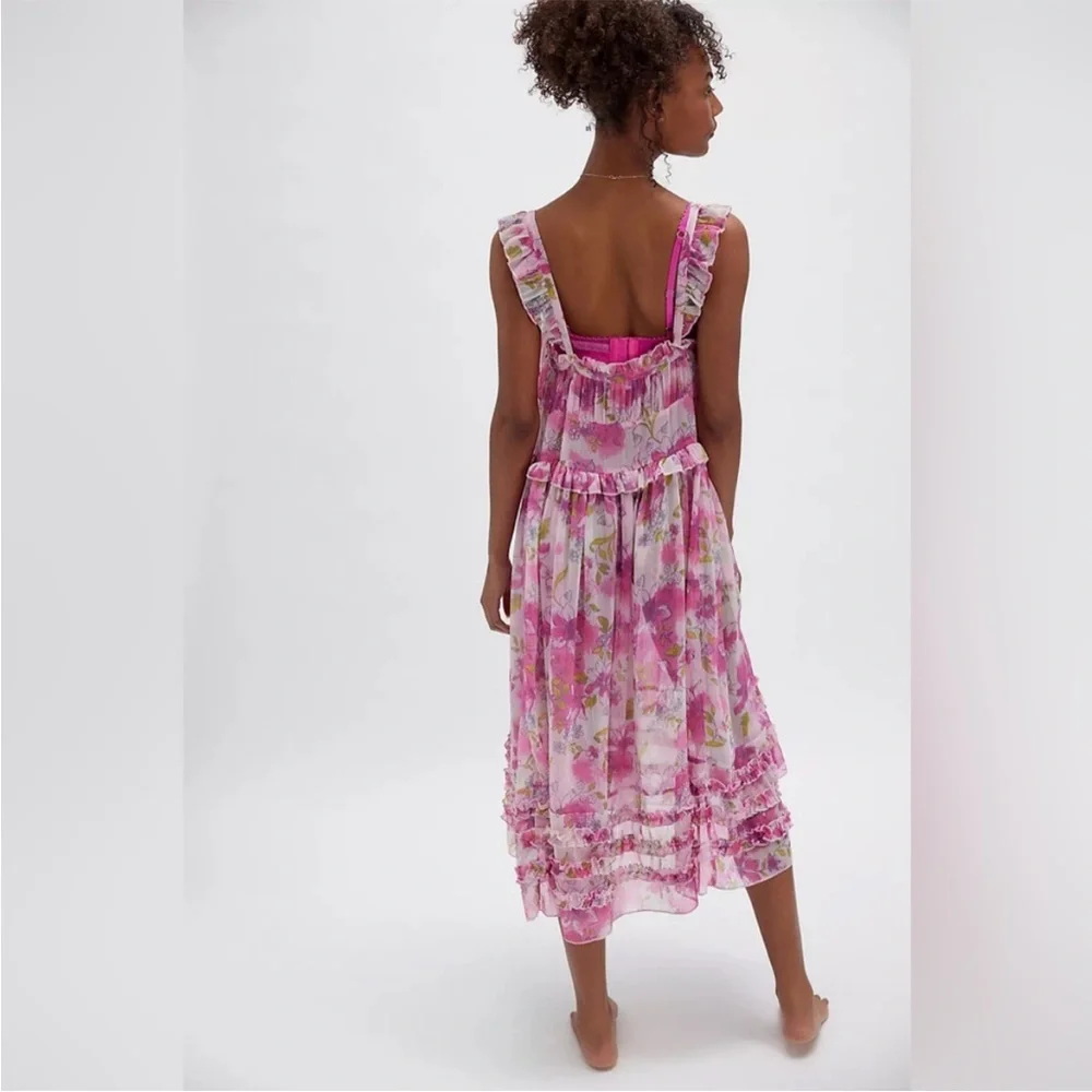 Free People Moon Phase Printed Midi Dress in Pop Combo